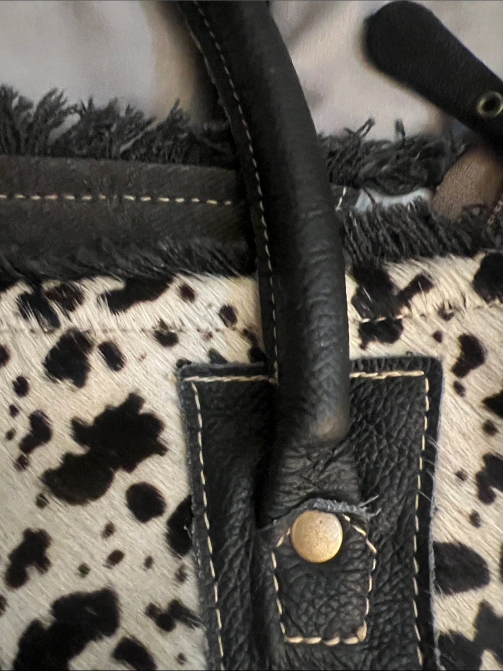 Myra Bag Black and White Spotted Cowhide Tote - Picture 9 of 16